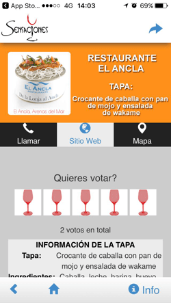 Sensaciones Granadilla app voor smartphone of tablet