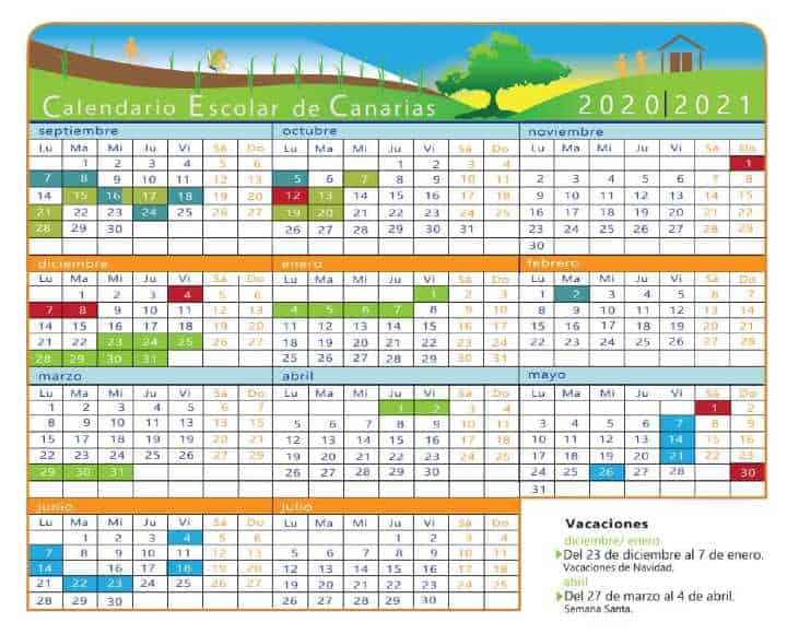 Kalender schooljaar 2020-2021 voor de Canarische eilanden