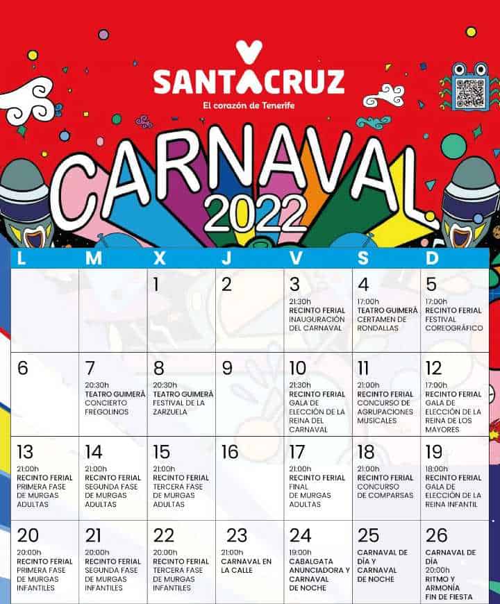 Kalender Carnaval 2022 in Santa Cruz - Tenerife